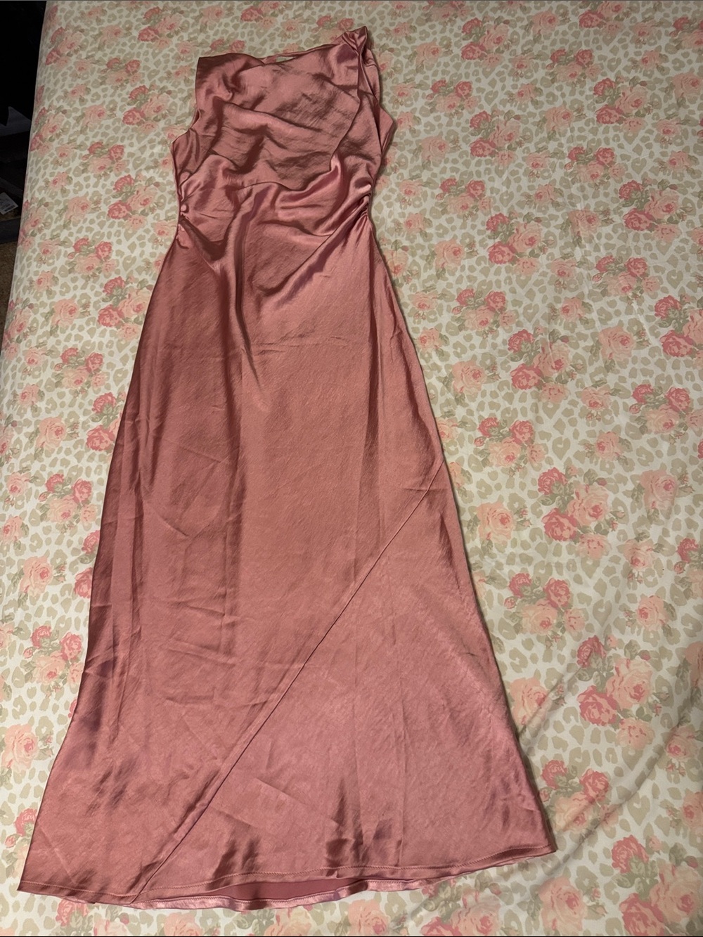 Joie Rosewood Satin One-Shoulder Maxi Dress